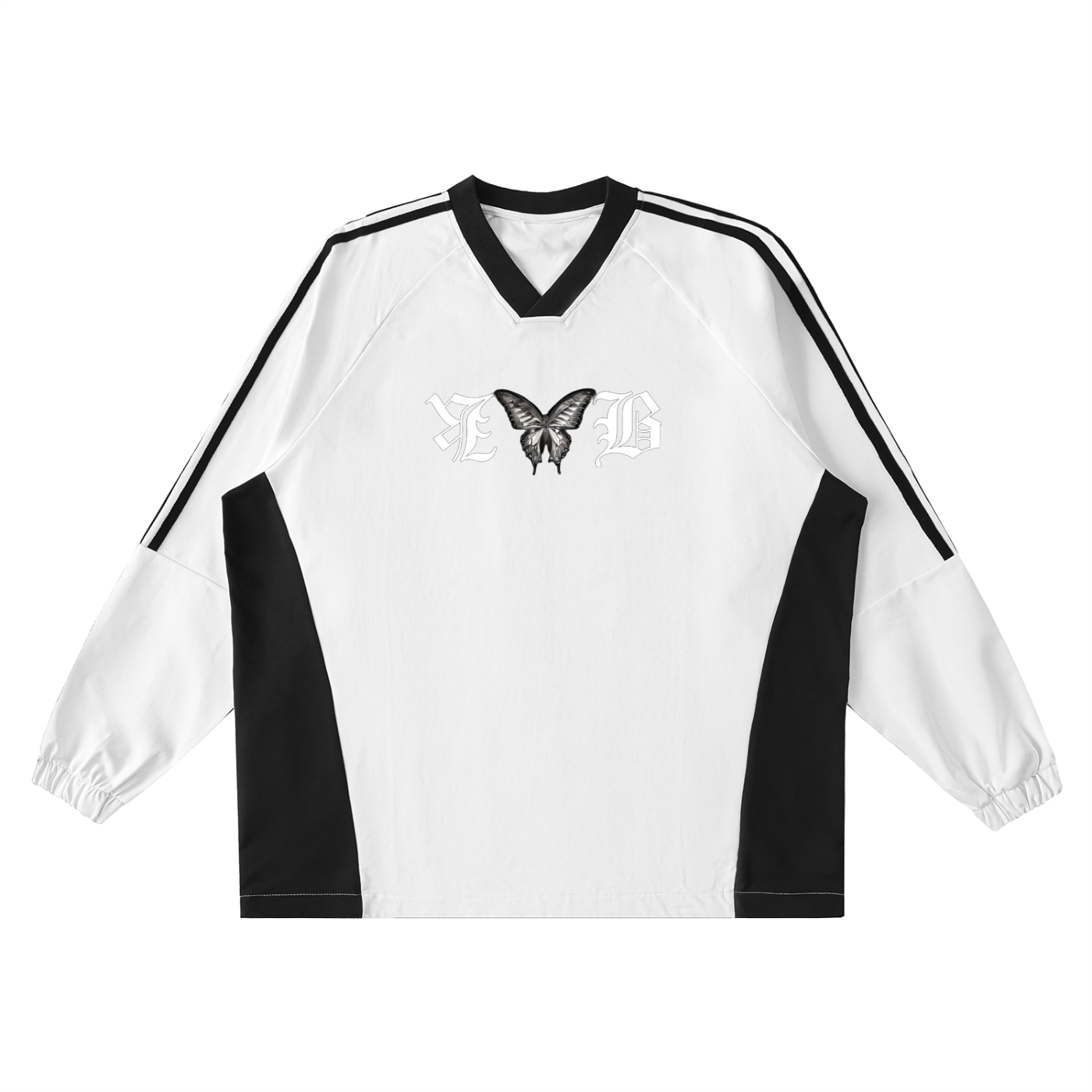 Color-Block V-Neck Long-Sleeve T-Shirt