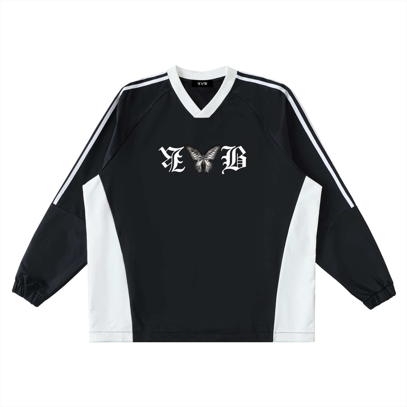 Color-Block V-Neck Long-Sleeve T-Shirt