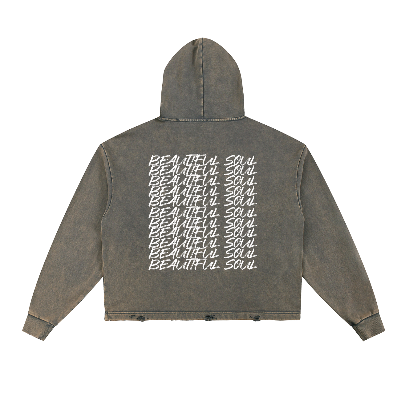 Vintage Washed Frayed-Hem Hoodie