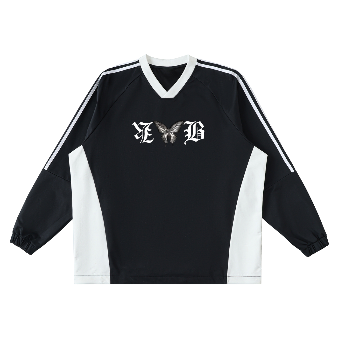 Color-Block V-Neck Long-Sleeve T-Shirt