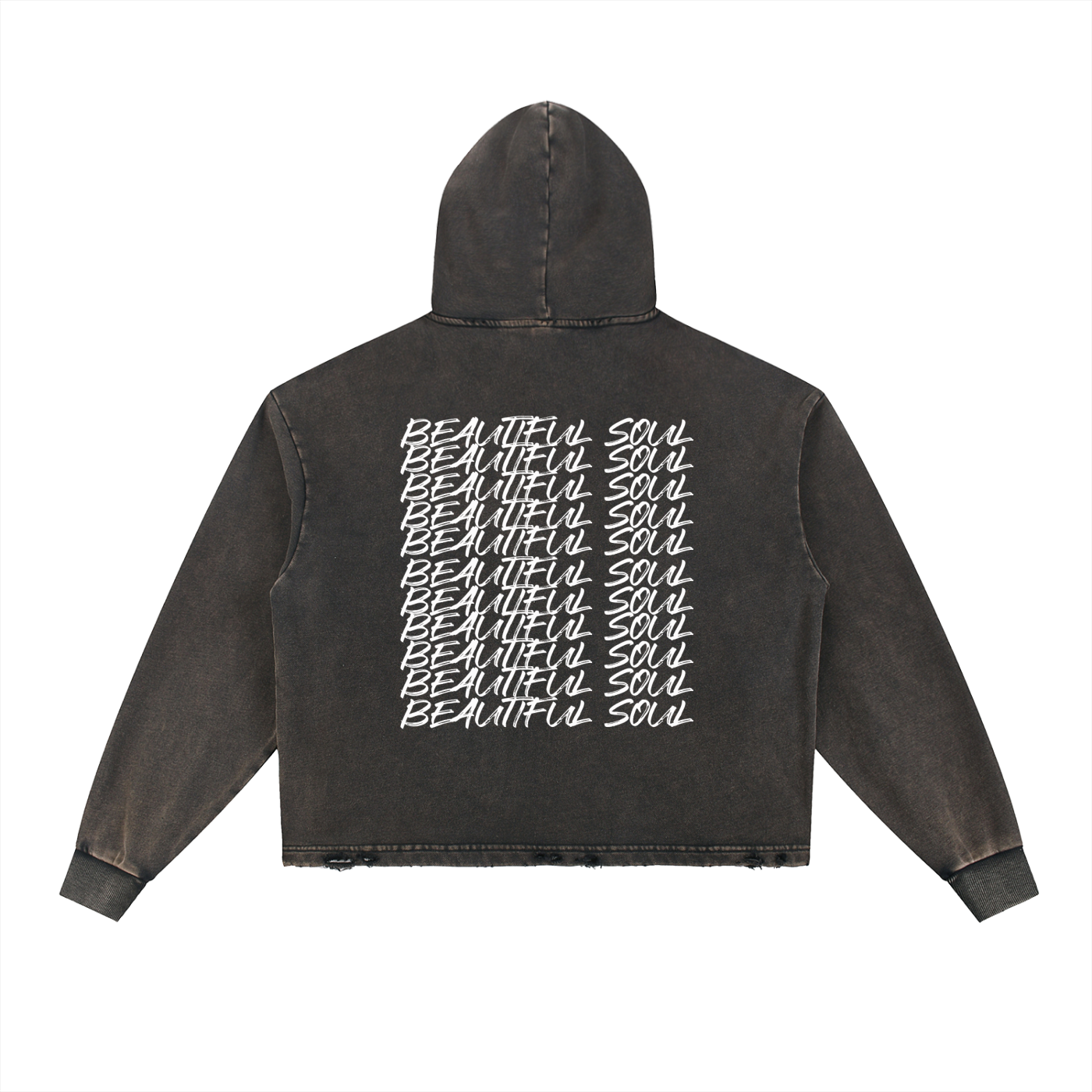 Vintage Washed Frayed-Hem Hoodie