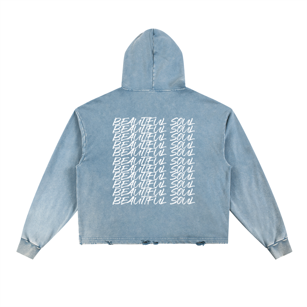 Vintage Washed Frayed-Hem Hoodie